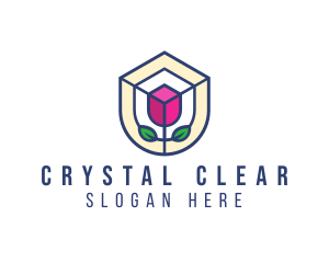 Mosaic Flower Shield logo design