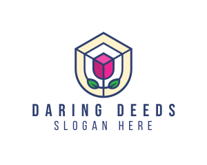 Mosaic Flower Shield logo design