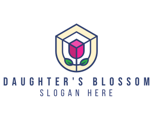 Mosaic Flower Shield logo design