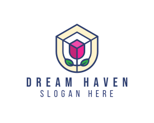 Mosaic Flower Shield logo design