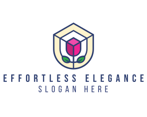 Mosaic Flower Shield logo design