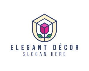 Mosaic Flower Shield logo design