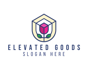 Mosaic Flower Shield logo design