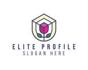 Mosaic Flower Shield logo design