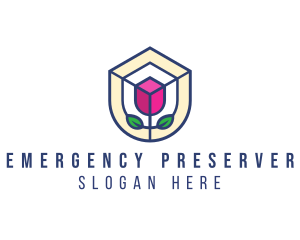 Mosaic Flower Shield logo design