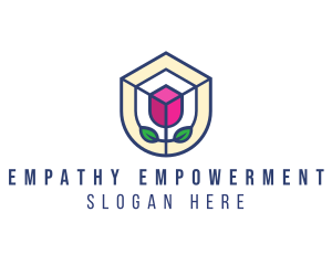 Mosaic Flower Shield logo design