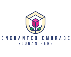 Mosaic Flower Shield logo design