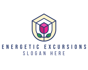 Mosaic Flower Shield logo design