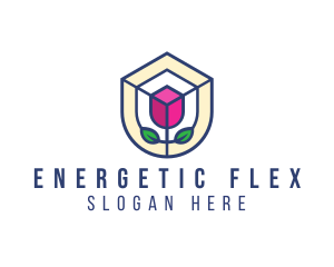 Mosaic Flower Shield logo design