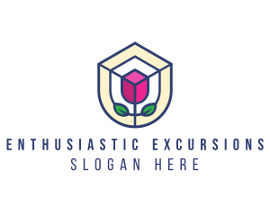 Mosaic Flower Shield logo design