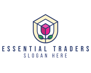 Mosaic Flower Shield logo design