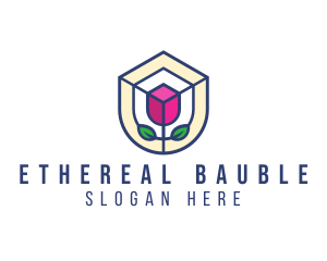 Mosaic Flower Shield logo design