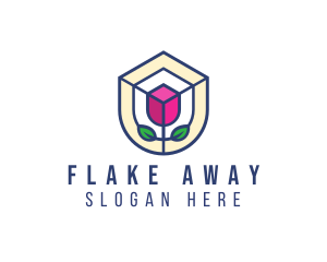 Mosaic Flower Shield logo design