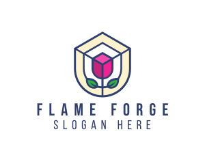 Mosaic Flower Shield logo design