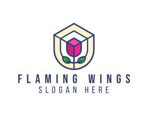 Mosaic Flower Shield logo design