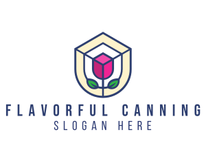 Mosaic Flower Shield logo design