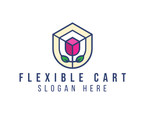 Mosaic Flower Shield logo design