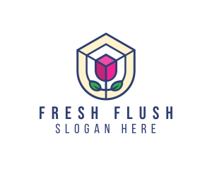 Mosaic Flower Shield logo design