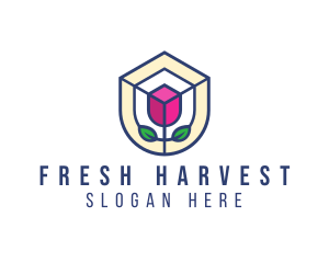 Mosaic Flower Shield logo design