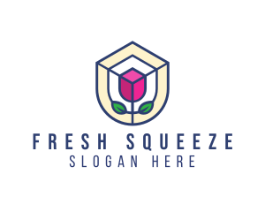 Mosaic Flower Shield logo design