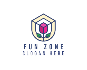 Mosaic Flower Shield logo design