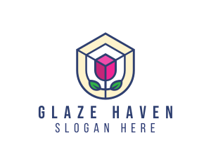 Mosaic Flower Shield logo design