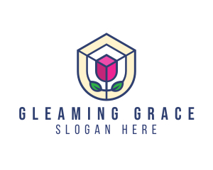 Mosaic Flower Shield logo design