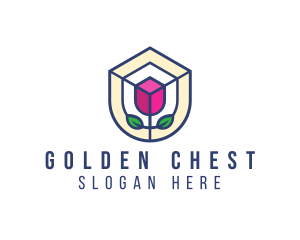 Mosaic Flower Shield logo design