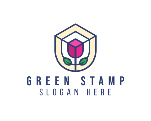 Mosaic Flower Shield logo design