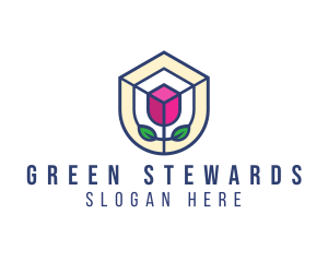 Mosaic Flower Shield logo design