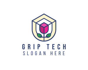 Mosaic Flower Shield logo design