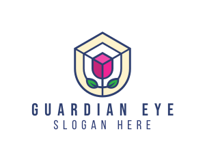 Mosaic Flower Shield logo design