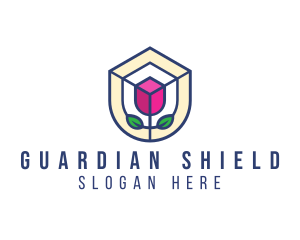 Mosaic Flower Shield logo design