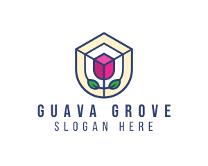 Mosaic Flower Shield logo design