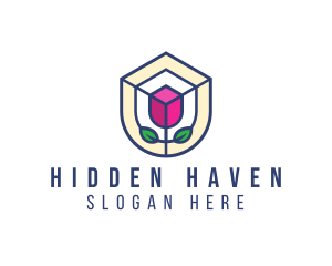 Mosaic Flower Shield logo design