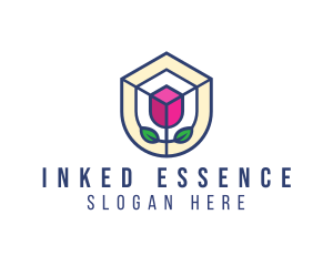 Mosaic Flower Shield logo design