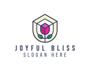 Mosaic Flower Shield logo design