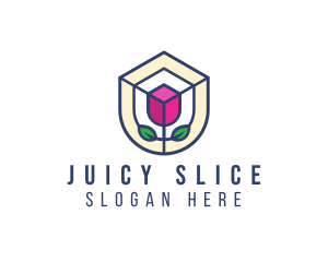 Mosaic Flower Shield logo design