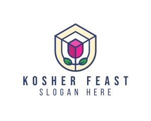 Mosaic Flower Shield logo design