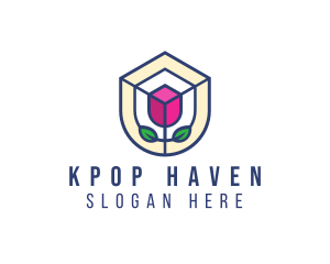 Mosaic Flower Shield logo design