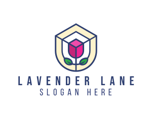 Mosaic Flower Shield logo design