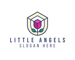 Mosaic Flower Shield logo design