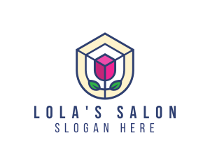 Mosaic Flower Shield logo design