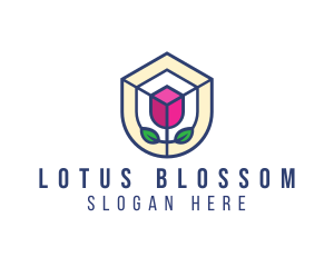 Mosaic Flower Shield logo design