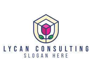 Mosaic Flower Shield logo design