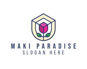 Mosaic Flower Shield logo design