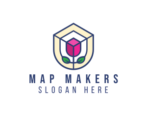 Mosaic Flower Shield logo design