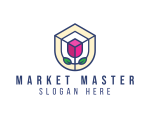 Mosaic Flower Shield logo design