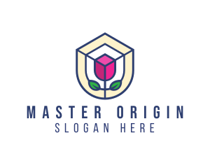 Mosaic Flower Shield logo design