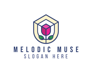 Mosaic Flower Shield logo design